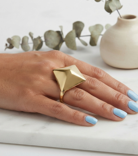 Enamel Diamond-Shape Ring
