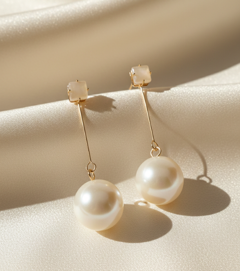 Elegant Rose Gold-Plated Stone Drop Earrings