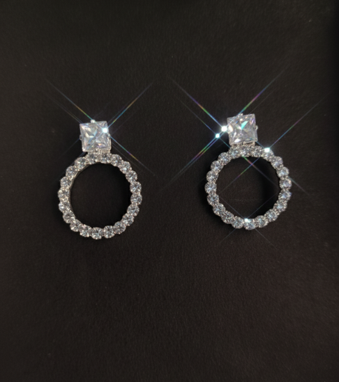 Elegant Silver Plated Round Drop Earrings