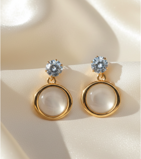 Gold Plated Stone Drop Earrings