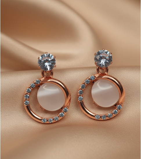 Rose Gold-Plated Stone Drop Earrings