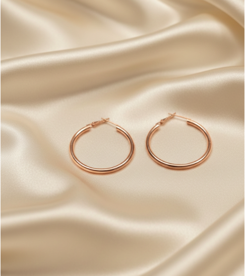 Rose Gold Plated Mid-Size Hoop Earrings