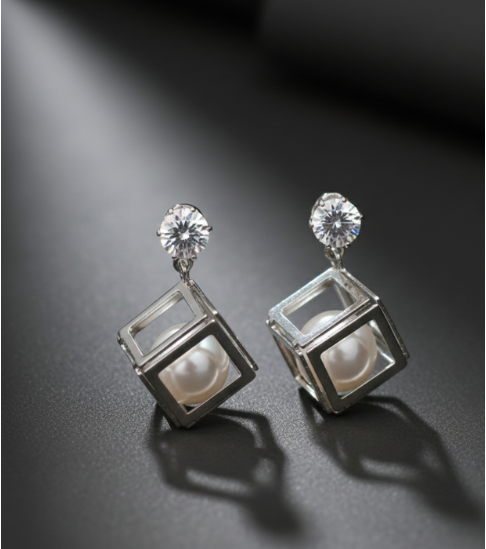 Silver-Plated Pearl Drop Earrings