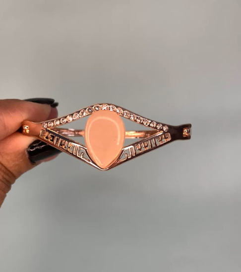 Trendy Rose Gold Plated Bracelet with One Oval Stone