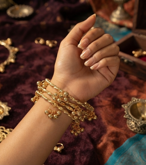 Gold-Plated Twisted Kashmiri Bangle