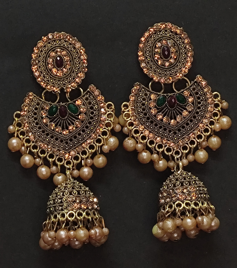 Antique Dome Gold Stone Jhumka