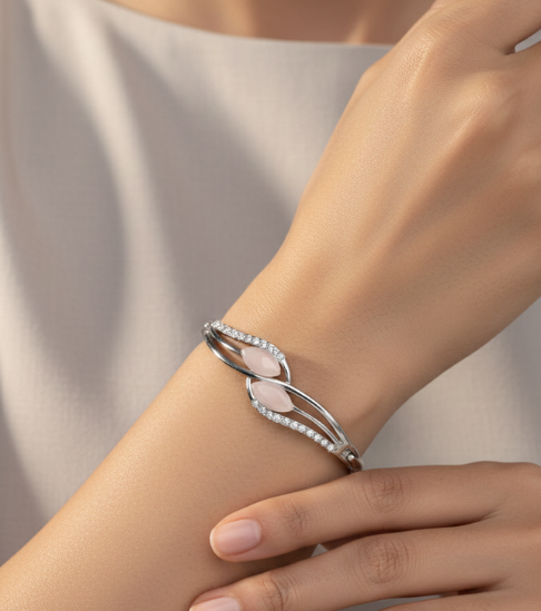 Celeste Crystal Twist Silver Plated Bracelet