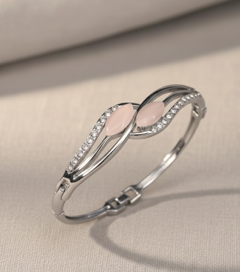 Celeste Crystal Twist Silver Plated Bracelet