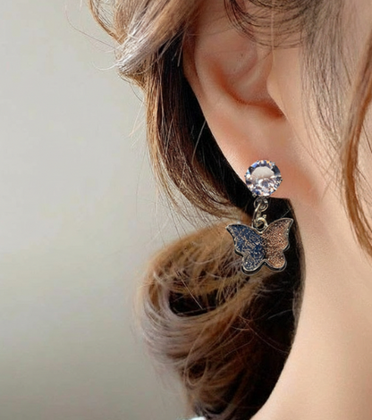 Elegant Silver Plated Butterfly Drop Earrings