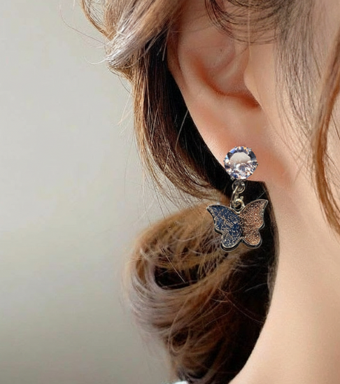 Elegant Silver Plated Butterfly Drop Earrings