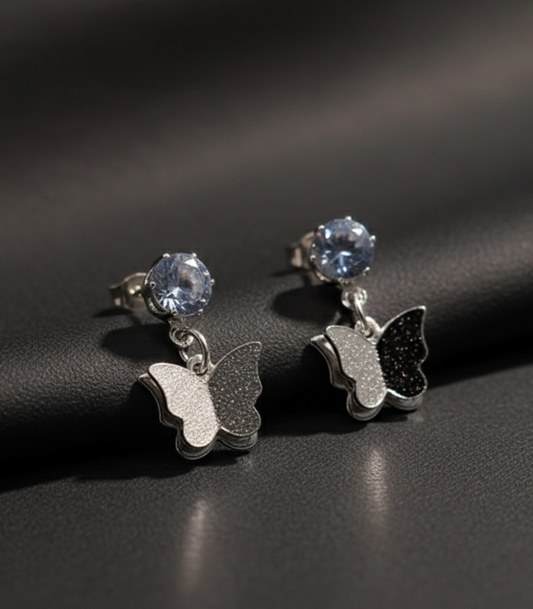 Elegant Silver Plated Butterfly Drop Earrings
