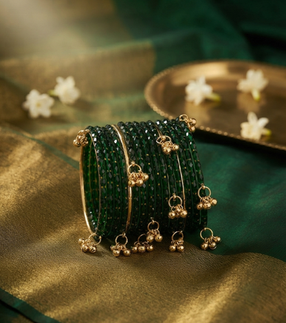 Sawan Special Glass Churi Set with kashmiri Charms