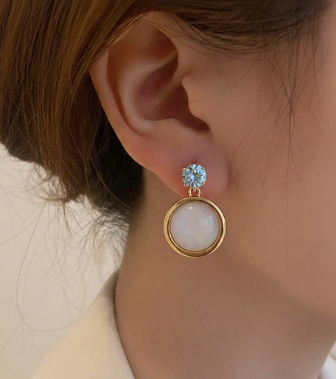 Gold Plated Stone Drop Earrings