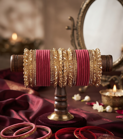 Royal Velvet Stone-Studded Bangle Set