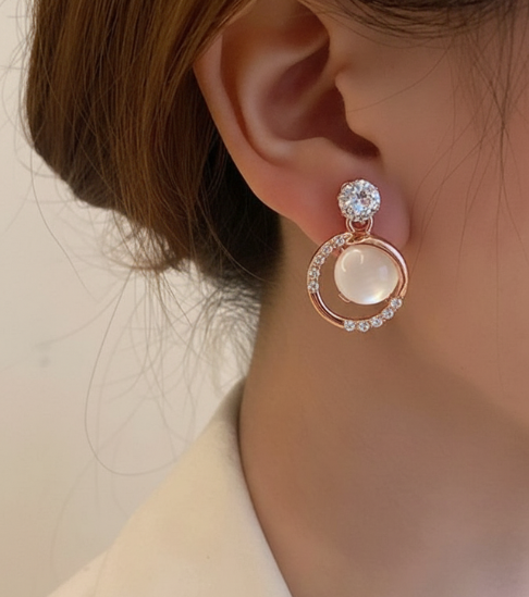 Rose Gold-Plated Stone Drop Earrings