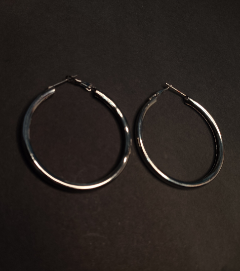 Silver-Plated Mid-Size Hoop Earrings