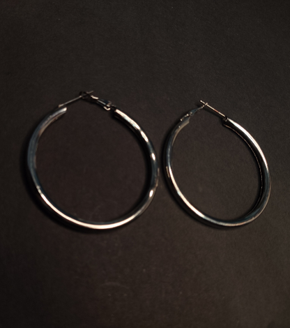 Silver-Plated Mid-Size Hoop Earrings