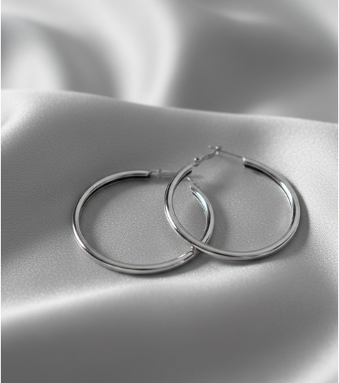Silver-Plated Mid-Size Hoop Earrings