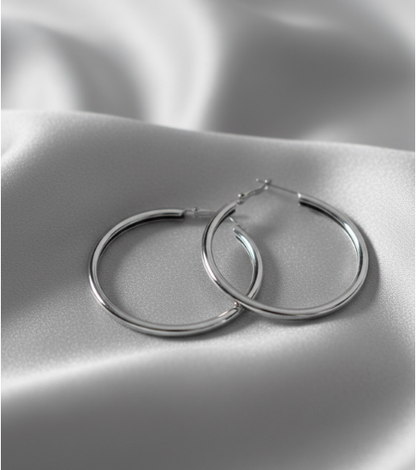 Silver-Plated Mid-Size Hoop Earrings