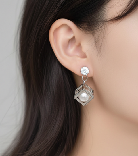 Silver-Plated Pearl Drop Earrings