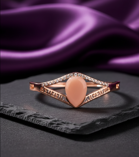Trendy Rose Gold Plated Bracelet with One Oval Stone