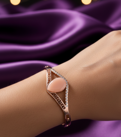 Trendy Rose Gold Plated Bracelet with One Oval Stone