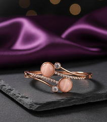 Trendy Rose Gold Plated Bracelet with Two Stones