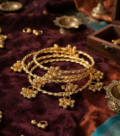 Gold-Plated Twisted Kashmiri Bangle