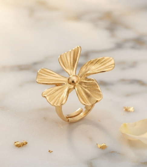Vintage-Style Gold Flower Ring