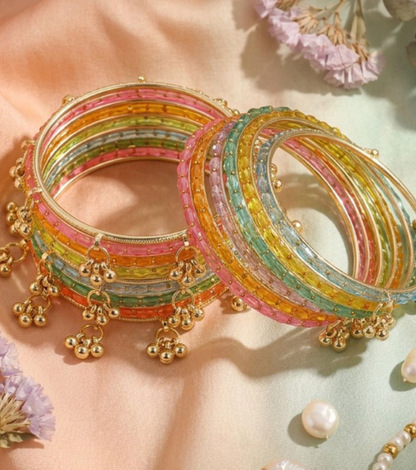Vibrant Multicolor Festive Bangle Set in Shimmer Vanity Case