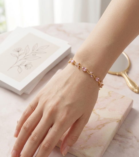 Gold-Plated Crystal Tulip Bracelet
